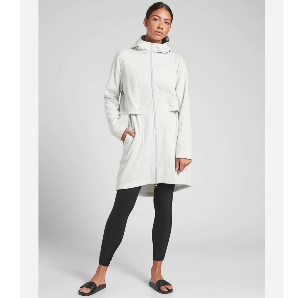 Athleta Cozy Karma Long Plush Sweatshirt Jacket Gray